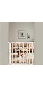 WAOWAO Triple Lock Baby Gate Extra Wide 67.32-72.04" Pressure Mounted Walk Through Swing Auto Close Safety Black Metal Dog Pet Puppy Cat for Stairs,Doorways,Kitchen