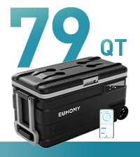 EUHOMY 12 Volt Refrigerator, 80QT(75L) 12V Fridge, Electric Cooler APP Control, Car Fridge 12/24V DC 110-240V AC, Car Refrigerator 0℉~68℉, 12 Volt Cooler for Camping, Trip, Truck, Boating, Outdoor