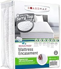Guardmax Zippered Mattress Encasement - Queen Size - 100% Waterproof and Bed Bug Proof Mattress Protector - 6 Sided Absorbent Mattress Cover - Bed Sheet is Soft, Breathable, and Hypoallergenic.