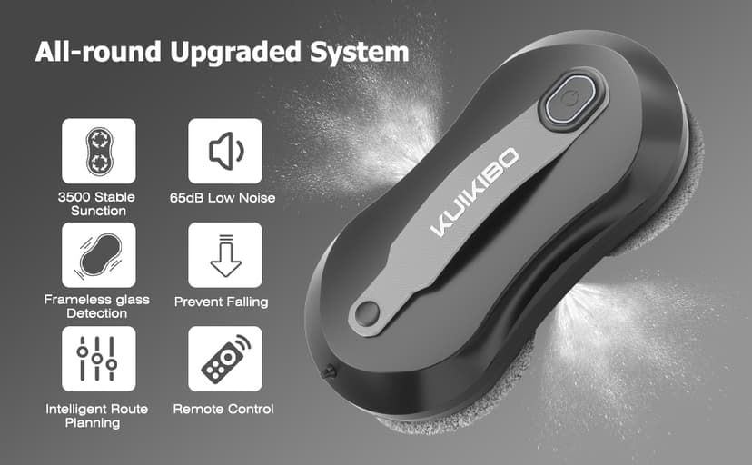 S6 Window Cleaner Robot with Leather Belt Dual Water Spray 3500Pa Houshold Window Cleaning Robot with AI Path Planning Low Noise Glass Cleaning Robot for Frame/Frameless Glass