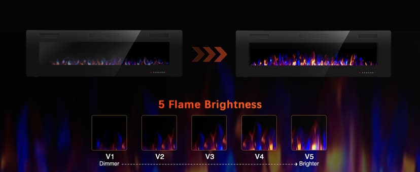 LEMBERI 72 inch Electric Fireplace Recessed and Wall Mounted,750/1500W Fireplace Heater and Linear Fireplace with Touch Screen Control Panel, Timer,Remote Control,Adjustable Flame Color and Speed