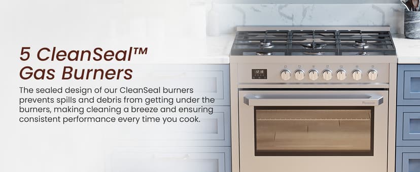 RRG361TS 36" Gas Range, 5 Sealed Burners, 4.3 cu. Ft. Capacity, Freestanding Slide-in Convection Oven, Easy Reach Racks, Clock and Timer, Stainless Steel