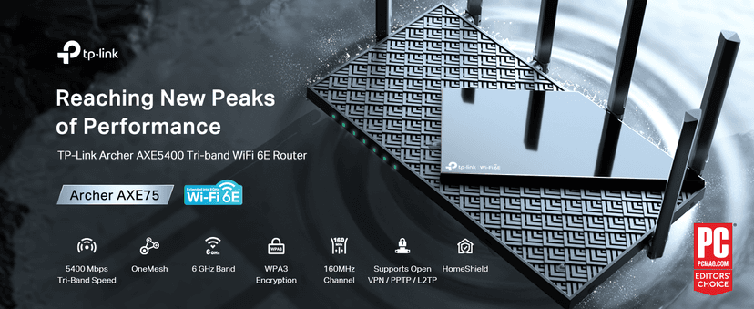 TP-Link AXE5400 Tri-Band WiFi 6E Router (Archer AXE75)- Gigabit Wireless Internet for Gaming, VPN, OneMesh, WPA3