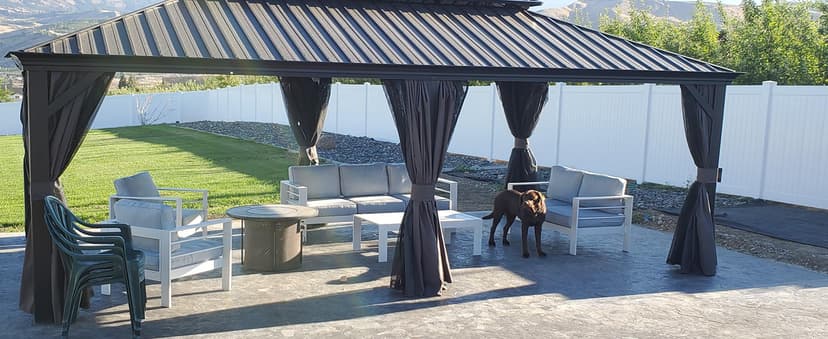 Wisteria Lane Patio Furniture Aluminum Sofa, All-Weather Outdoor 3 Seats Couch, Black Metal Chair with Light Grey Cushions
