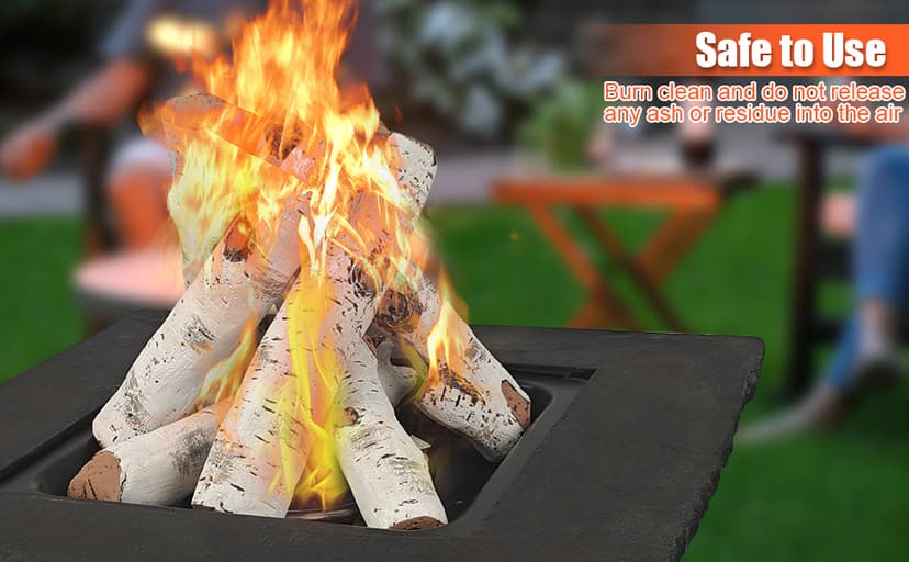 QuliMetal 6PCS Ceramic White Birch Gas Fireplace Logs Set – Realistic Fake Wood Logs for Indoor Inserts, Outdoor Fire Pits, Vented, Propane, Gel, Ethanol, and Electric Fireplaces