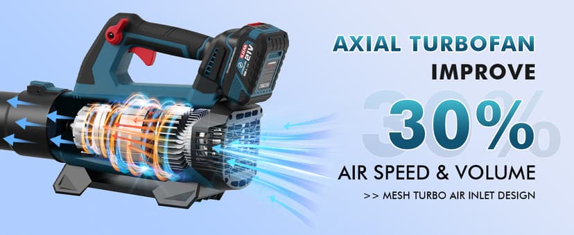 Leaf Blower Cordless (Upgraded) - 630CFM/160MPH, 21V Powerful Electric Cordless Leaf Blower with 2 x 4.0Ah Batteries and Charger, Battery Powered Leaf Blowers for Lawn Care, Patio, Yard, Dust, Snow