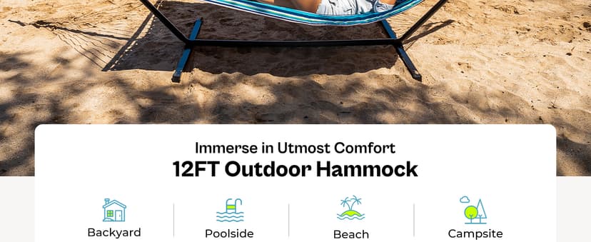 SUPERJARE Hammock with Stand, 2 Person Heavy Duty Hammock with Padded Cotton, Detachable Pillow & Strong Curved-Bar & Portable Carrying Bag, Perfect for Outdoor & Indoor - Dark Cyan