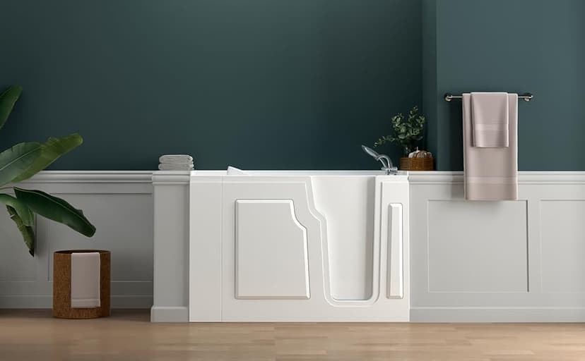 FerdY Floridian 52" Walk-in Bathtub with Right-Side Door Opening and Quick Fill and Drain System, Rectangular Soaking Bathtub in White