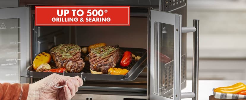 Emeril Lagasse Extra Large French Door Air Fryer Toaster Oven Combo, 24 Cooking Functions and Digital Controls, 7 Accessories Included, Stainless Steel Finish, 26QT Capacity