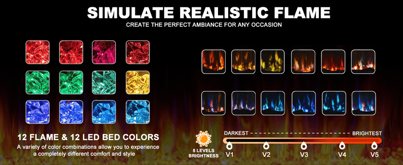 PUKAMI 70" Floating TV Stand with 36" Electric Fireplace,Wall Mounted Fireplace Entertainment Center with LED Lights and Highlight Storage Cabinet for TVs up to 80", for Living Room (Black)