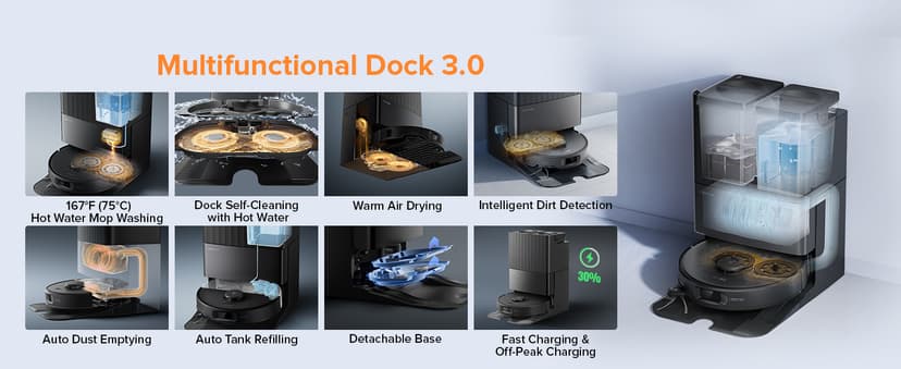 roborock Qrevo Edge S5A Robot Vacuum and Mop, 17,000Pa, Zero-Tangling, DuoDivide Main Brush, FlexiArm Side Brush, Hot Water Mop Washing & Self-Cleaning, Warm Air Drying, Self-Emptying, Black