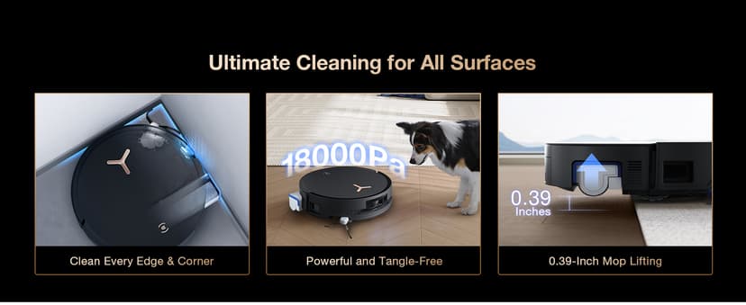 ECOVACS DEEBOT X8 PRO OMNI Robot Vacuum and Mop, 18000Pa, OZMO ROLLER Instant Self-Washing Mopping, 167℉ Hot Water Mop Washing, Auto Cleaning Solution Adding, Hot Air-Drying, Self-Emptying, Black
