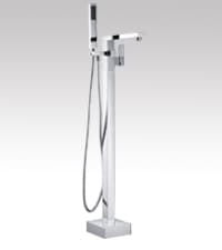 WOODBRIDGE 67" Acrylic Freestanding Bathtub Contemporary Soaking White Tub with Brushed Gold Overflow and Drain,B0010-BG