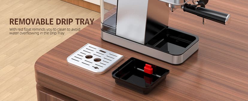 Espresso Machine with Milk Frother, 20 Bar Compact Espresso Maker with Touch Screen & 57.5oz Removable Water Tank for Home, Stainless Steel Coffee Machine for Cappuccino, Latte, Silver(updated)