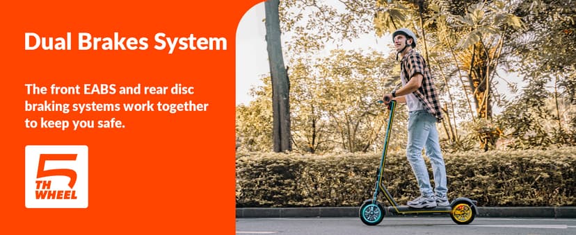 5TH Wheel V40 PRO Electric Scooters, 48V 800W Peak Motor & 20 MPH, 24.9 Miles Range, 10" Solid Tires, Front-N-Rear Suspension and Ambient Light, Folding Sport Scooters with Dual Brake System and APP