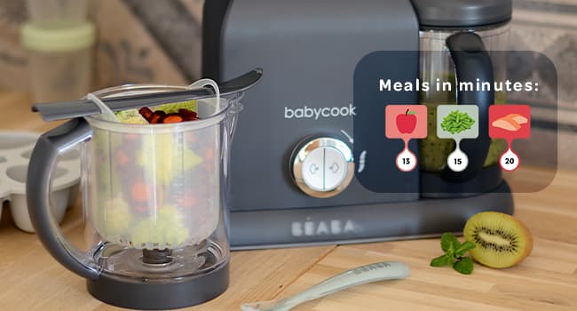 BEABA Babycook Duo 4 in 1 Baby Food Maker, Baby Food Processor, Baby Food Blender Baby Food Steamer, Make Fresh Healthy Baby Food at Home, 9.1 Cup Capacity, Makes 54 Servings in 20 Mins, Oat