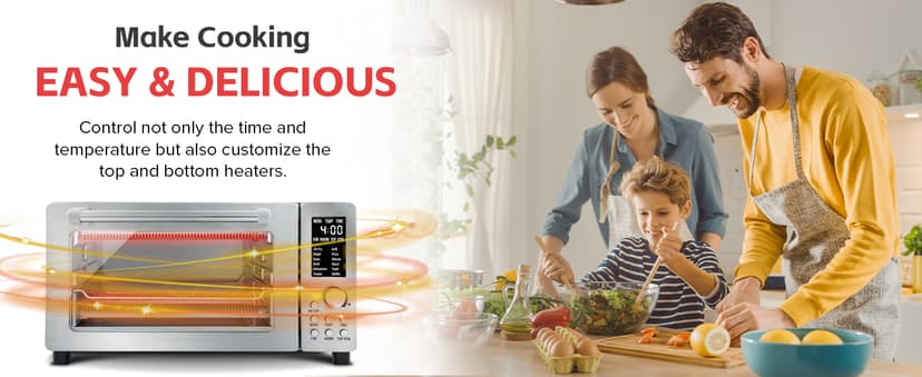 Nuwave Bravo Air Fryer Toaster Smart Oven, 10-in-1 Countertop Convection, 1800 Watts, 21-Qt Capacity, 50°-450°F Temp Controls, Top and Bottom Heater Adjustments 0%-100%, PFAS Free, Stainless Steel