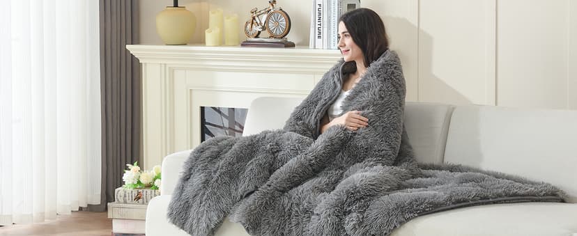 Cottonblue Weighted Blanket 15lbs, Sherpa Faux Fur Reversible Luxury Snugly Long Fur Warm Heavy Blanket 60x80 inches, Warm Plush Sherpa Weighted Blanket Queen Size for Couch Sofa Bed, Teal Green