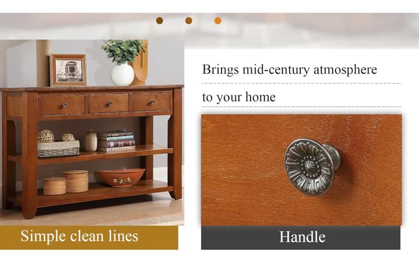 Solid Wood Console Table Entryway Table with Storage Drawers and Bottom Shelf Sofa Table for Entry Hallway Foyer Sofa Couch Table,Fully Assembled (48.8" Brown)