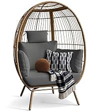 YITAHOME Wicker Egg Chair - Outdoor Rocking Chair for Patio, Grey