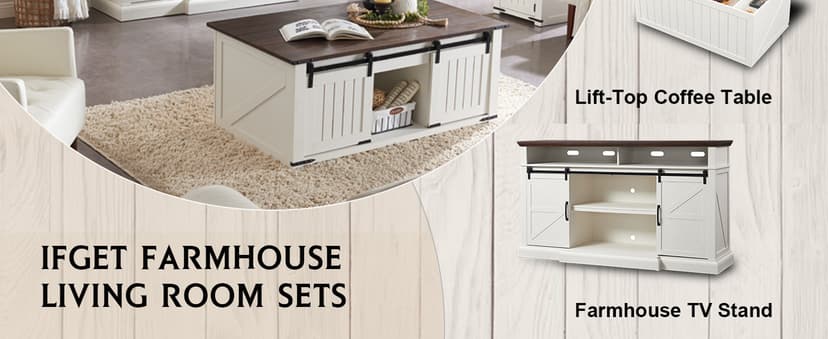 Farmhouse TV Stand for 80 Inch TVs, 38" Tall Entertainment Center w/Storage Cabinets and Sliding Barn Door, Media Console Cabinet w/Soundbar & Adjustable Shelves for Living Room, 69inch (White)