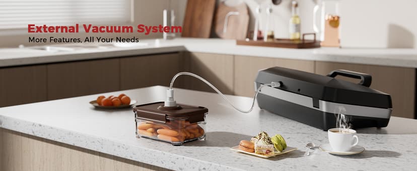 95kpa Vacuum Sealer Machine,Commercial Full Automatic Food Sealer,Powerful Sealing System with Double Heat Seal,Built-in Cutter&Bags Storage,1 Bag Rolls and 10 pcs Pre-cut Bags