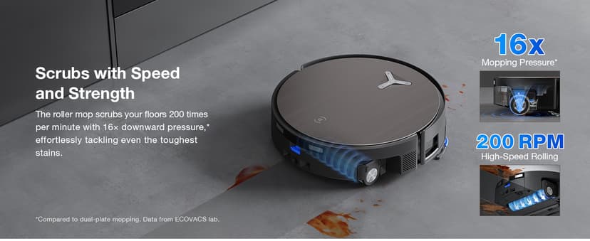 ECOVACS DEEBOT X11 OmniCyclone Robot Vacuum and Mop, PowerBoost Charging, OZMO Roller 2.0 Instant Self-Washing Mop, 19,500Pa Suction, Bagless OmniCyclone Station, AIVI 3D Smart Navigation