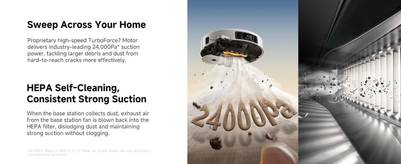 Mova V50 Ultra Complete Robot Vacuum and Mop Self-Cleaning, 24,000 Pa Suction, Liftable Navigation with Obstacle Overcoming and Warm Water Mopping with DuoSolution System Designed for Pets, White