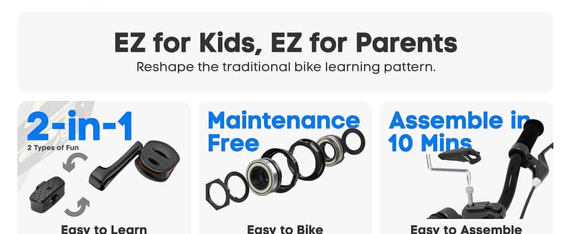 RoyalBaby Kids Bike EZ Freestyle Training Free Balance to Pedal Easy Learning Bicycle, 12-18 Inch for Toddlers to Big Kids