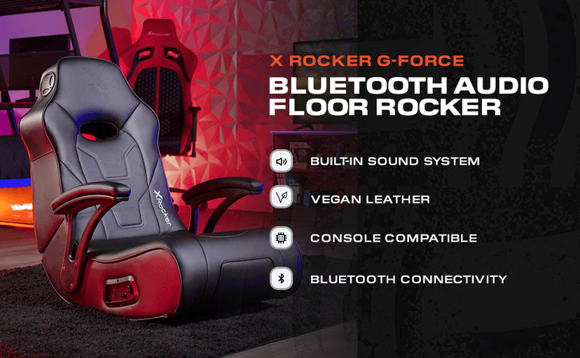 X Rocker Video Gaming Floor Rocker Chair, Built-in Audio, College Dorm Essentials for Guys and Girls, Gamers, Bedroom, Dorm Room Essentials, Foldable