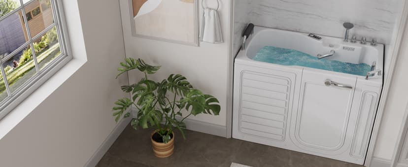 Empava Walk In Tub for Seniors,54" x 30'' Right Drain,12 Air & 13 Whirlpool Massage Jets Bathtub,with built-in Heater,2 Safety Handrail,19.25" Wide Right Outswing Door,Slip-Resistant Floor,Acrylic