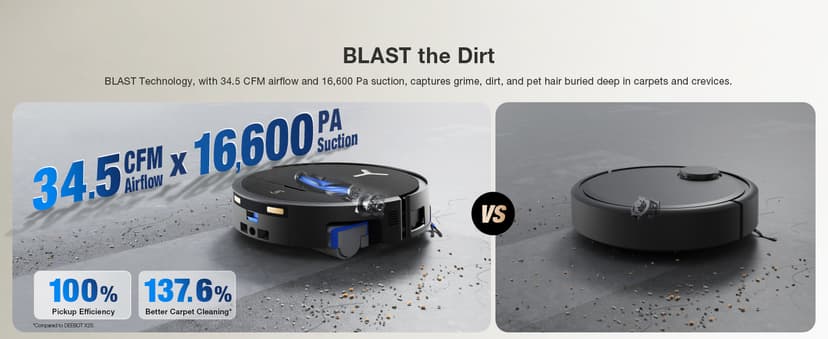 ECOVACS DEEBOT X9 PRO Omni Robot Vacuum and Mop, Blast™ 16,600Pa Suction, OZMO Roller Instant Self-Washing Mopping, ZeroTangle™ 3.0, Triple Lift System, AI Smart Navigation, Hands-Free Omni Station