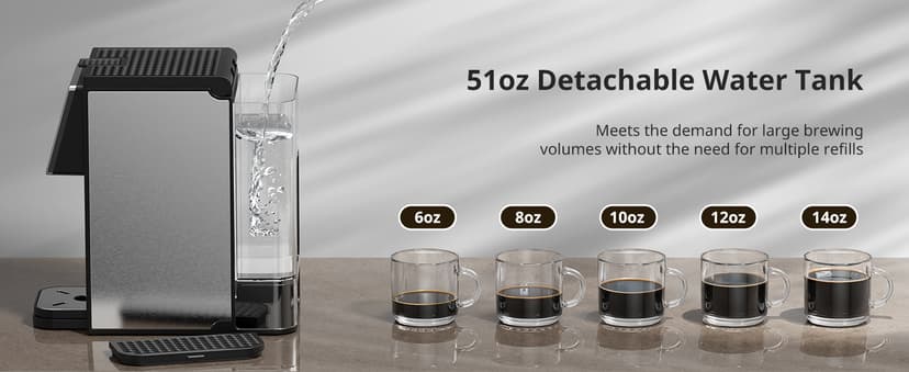 AIRMSEN Grind & Brew Coffee Maker with Grinder - Single Serve Machine Compatible with K-Cup Pods & Ground, 1000W Fast 6-14oz Brewer, Descaling Alert, Touchscreen & 50oz Removable Tank