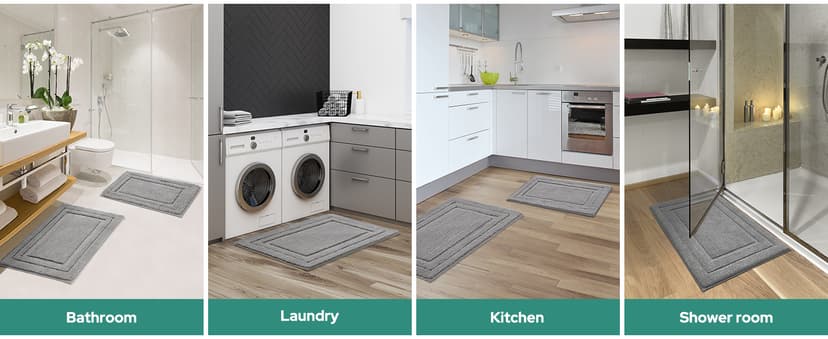 HOMEIDEAS Bathroom Rugs Sets 3 Piece, Super Soft and Absorbent Non Slip Microfiber Toilet Bath Mat with U-Shaped (Grey)
