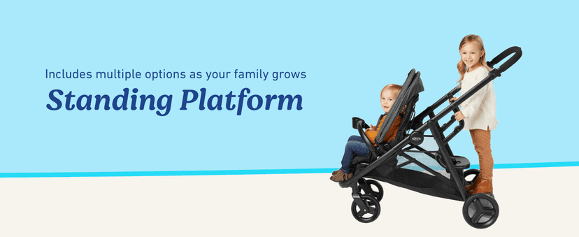 Graco Ready2Grow LX 2.0 Double Stroller Features Bench Seat and Standing Platform Options, Clark