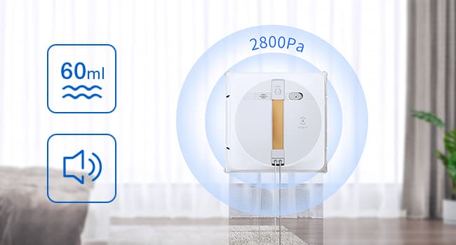 ECOVACS Winbot W1 Pro Window Cleaning Robot, Intelligent Cleaning with Dual Cross Water Spray Technology, Win SLAM 3.0 Path Planning, 2800Pa Suction Power, Edge Detection Technology, App Control,Grey