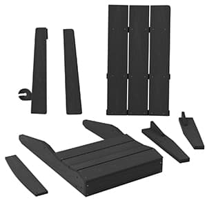 MXIMU Modern Adirondack Chairs Set of 4 Weather Resistant with Cup Holder Oversize Plastic Fire Pit Chairs Plastic Outdoor Chairs for Firepit Area Seating (Black)