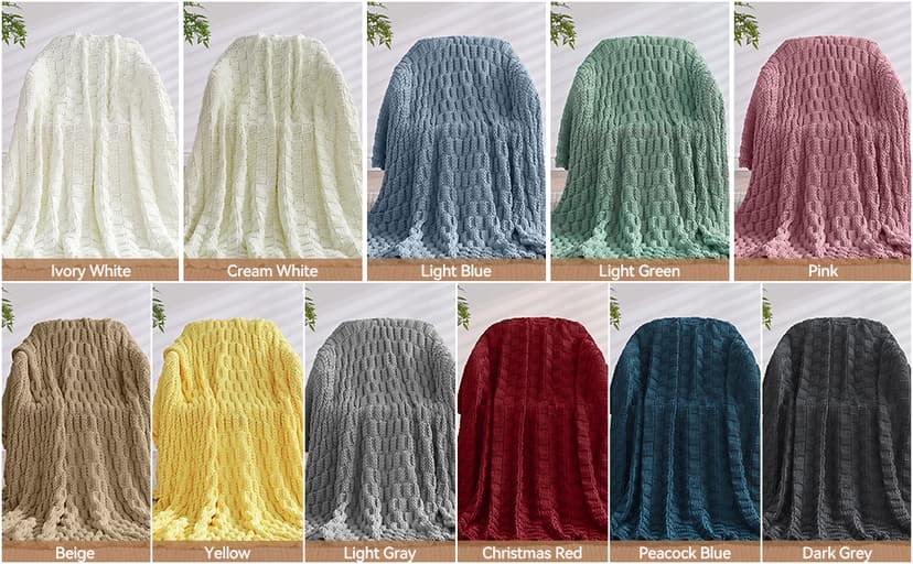 Knitted Weighted Blanket for Adult, No Beads Heavy Blanket 48” x 72'' 12lbs, Breathable Chunky Knit Blanket, Cooling Weighted Blanket for Hot Sleepers, Christmas Home Decor (Ivory White)