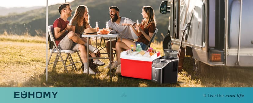 EUHOMY Ice Cube Maker Machine Countertop with External Water Tank, 34Lbs, 16Pcs Ready in 13 Mins, 2 Ways to Add Water, Auto-Cleaning, with Ice Scoop & Basket, for Home/Kitchen/Office/Bar (Black)