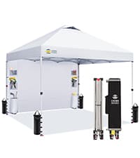 CROWN SHADES Canopy Tent, 10 x 10 Foot Portable Pop Up Outdoor Shelter with Pocket Sidewall, Push Center Lock, UV Protection, and Carry Bag, Navy Blue