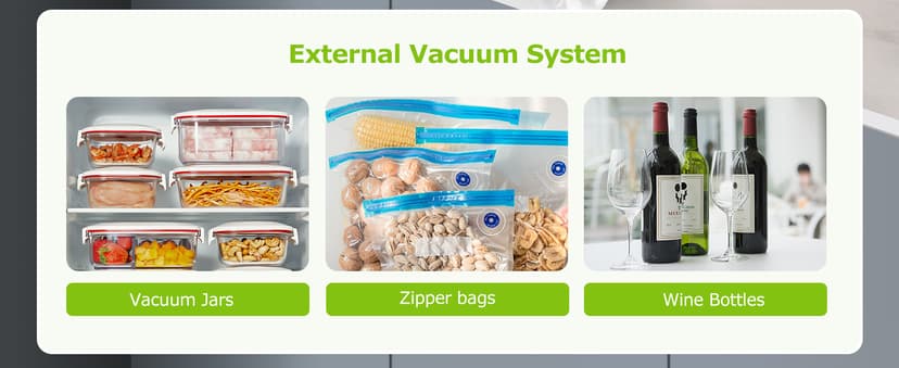 Bonsenkitchen Food Vacuum Sealer Machine with External Vac Function, Built-in Cutter & Bag Storage, 5 Modes for Various Food Types, Includes 10 Bags & 1 Roll (Silver)