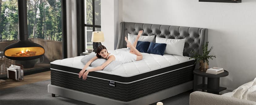 Queen Mattress, 14 inch Queen Bed Mattress in a Box, Firm Hybrid Mattresses with Gel Memory Foam and Pocket Springs, Pressure Relief & Upgraded Support, Cooling and Breathable