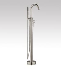 WOODBRIDGE 67" Acrylic Freestanding Bathtub Contemporary Soaking White Tub with Brushed Gold Overflow and Drain,B0010-BG