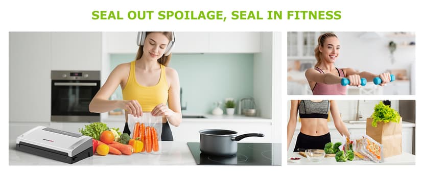 Bonsenkitchen Food Vacuum Sealer Machine with External Vac Function, Built-in Cutter & Bag Storage, 5 Modes for Various Food Types, Includes 10 Bags & 1 Roll (Silver)