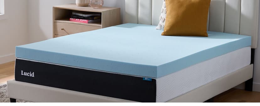 LUCID 4 Inch Gel Memory Foam Mattress Topper-Ventilated Design-Ultra Plush-Queen