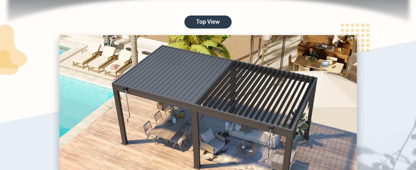 MELLCOM 10x20FT Louvered Pergola with 6 Pull-Down Screens, Aluminum Pergola with Adjustable Rainproof, Dark Gray