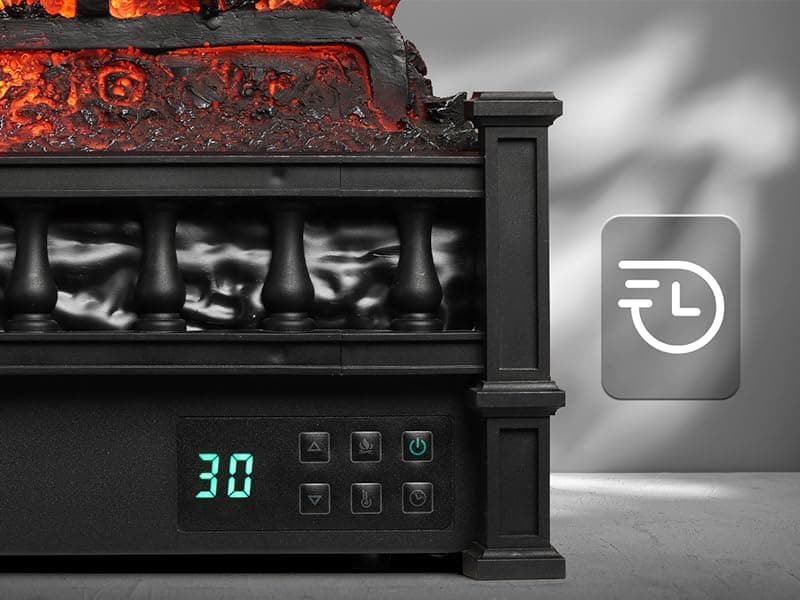 TURBRO Eternal Flame 26 in. WiFi Infrared Quartz Electric Fireplace Log Heater with Sound Crackling, Realistic Pinewood Logs, Adjustable Flame Colors, Remote Control, Thermostat, Timer, 1500W Black