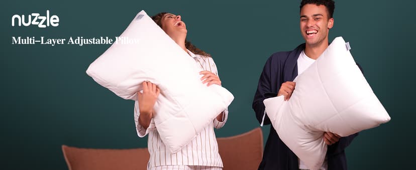 Nuzzle Cooling Adjustable Pillow for Side Sleepers, Luxury Standard Size Bed Pillow Hotel Collection - Best Adjust Height Soft Firm Pillow for Back, Stomach or Side Sleepers - Home Gifts