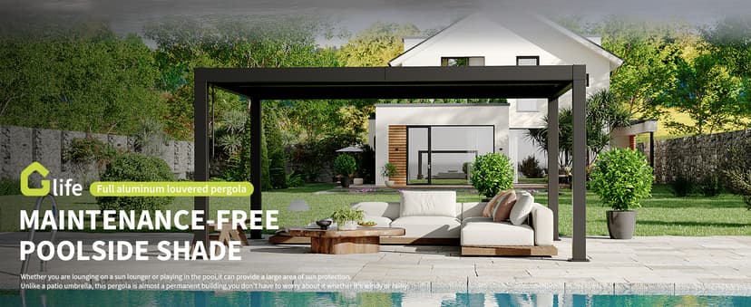 All-Aluminum Louvered Pergola 12' x 16', Outdoor Pergola with Adjustable Louvered Roof, Reinforced Aluminum Frame, Integrated Drainage System, Hardtop Gazebo for Patio, Deck, Gray