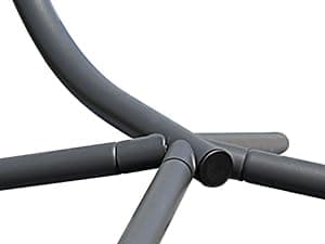 HWB Hanging Egg Chair with Stand, Patio Wicker Hammock Egg Swing Chair with Cushion for Bedroom Garden Indoor Outdoor (Beige)